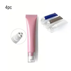 4pcs Rollerball Dispenser Bottles Soft Tube Portable Cosmetic Massage Empty Tubes Eye Cream Lotion Gel Hair Growth Liquid Bottle Set