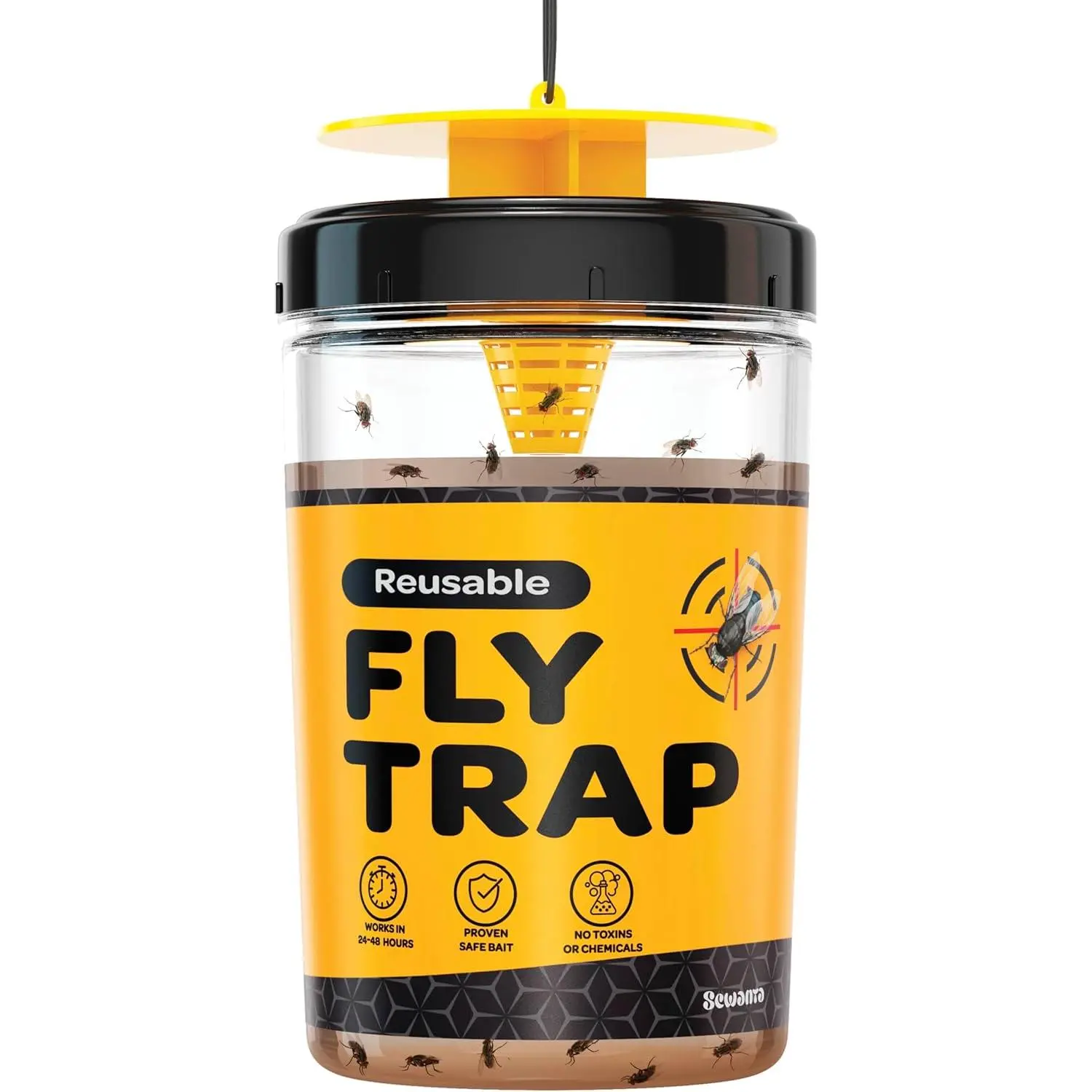 Outdoor Fly Trap [Set of 1] Fly Traps with Dissolvable Non-Toxic Bait - Fly Repellent for Outdoor Use Only - Controls Flies for Patios, Barns, Ranches Etc. Hanging Fly Traps with Tie Included