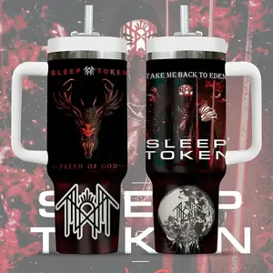 Sleep Token 40 Oz Tumbler With Handle Take Me Back To Eden 40 Oz Printed Tumbler Gift For Fan Travel Insulated Double Wall Insulation Stainless Steel Mug With Straw