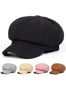 Unisex Plain Woven Beret Hat, Adjustable Hat, Casual Fitted Design for All Seasons, Outdoor Sun Protection Cap for Men & Women