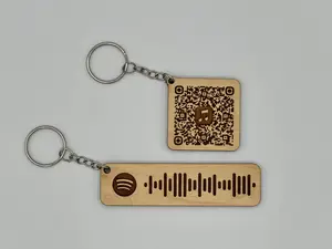 Personalized Music Keychain | Scannable Code | Wood | Customizable with Artist, Album, Song & Playlist