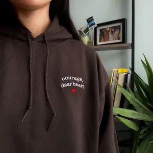 Courage Dear Heart Hoodie embroidered Christian hoodie CS Lewis Quote Gift Church faith hoodie