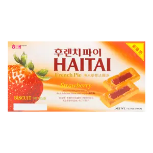HAITAI Strawberry French Pie 15 Packs - Crispy Korean Snack, 192g Individually Wrapped Biscuits