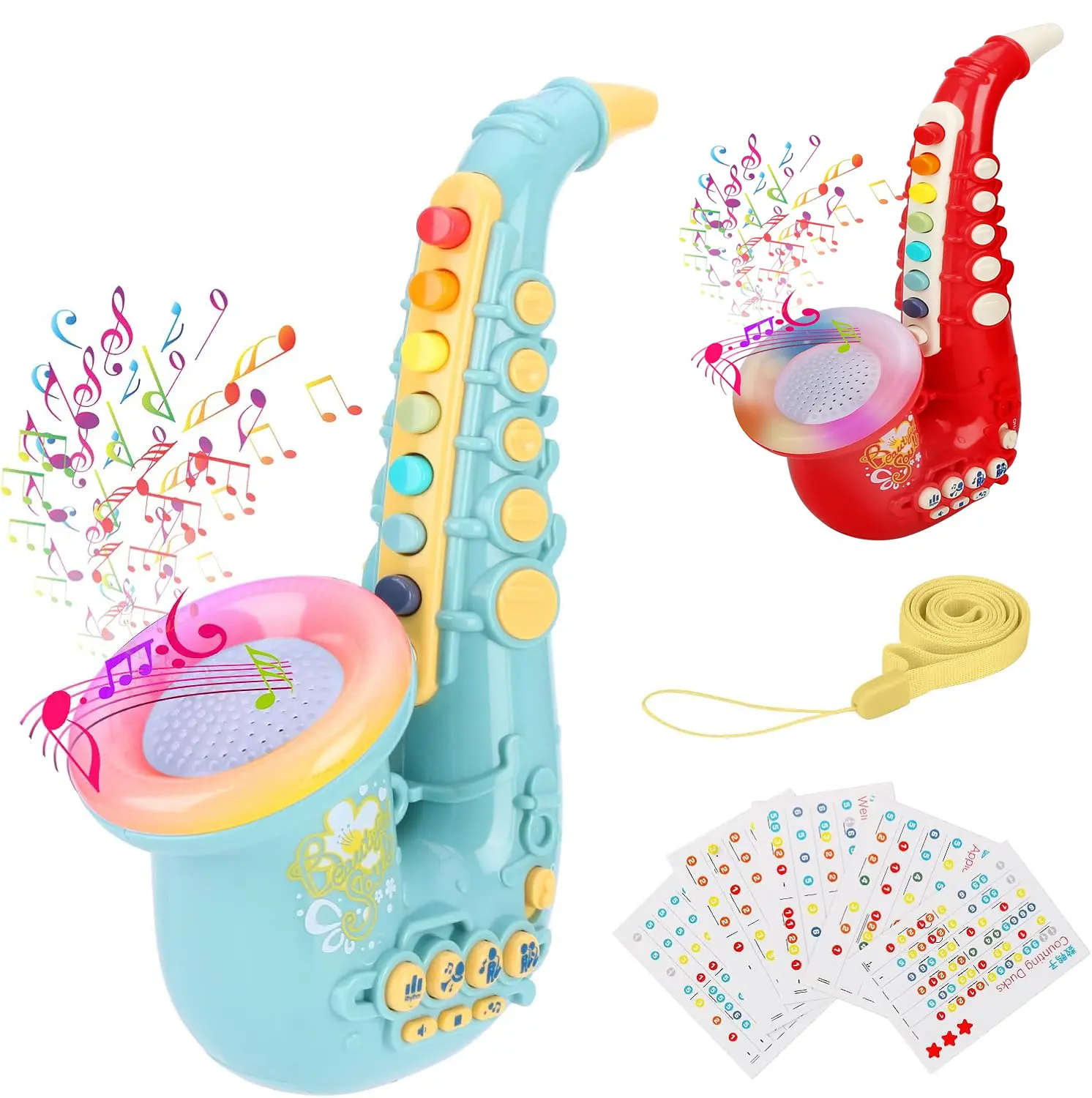 Kids Saxophone Toy With Light and Sound,Multifunctional Early Educational Toys Musical Instrument Toy for Toddler Girls Boys Beginners Music Simulation Mini Saxophone, For Birthday Christmas Gifts