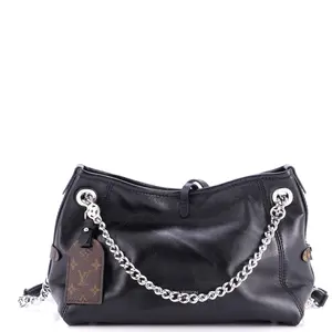 Pre-owned Louis Vuitton Canvas Coated, Leather Shoulder Bags CarryAll Cargo Hobo Leather with Monogram Canvas PM by Rebag