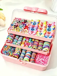 942pcs Girl Hair Gift Box with 3-Layer Storage. Non-Damage Ties, Butterfly Clips, Star Side Clips & Claw Clips. Great for Daily, Commuting, School, Parties & Shows. Complete Creative Hairstyle Set.