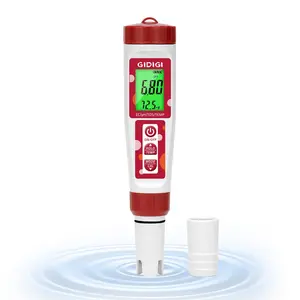 pH Meter for Water, 4 in 1 EC PPM Temp pH Tester for Hydroponic, TDS Water Tester for Drinking Water, Digital pH Meter with Backlit & ATC for Hydroponic Nutrient, Pool, Aquarium, Home Use