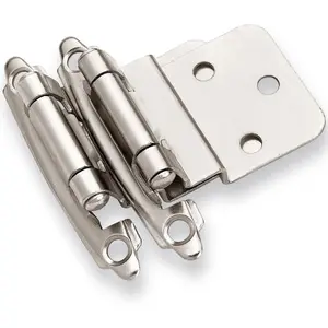 3/8" Inset Cabinet Hinges Brushed Nickel (25 Pair -50 Pcs) Offset Self Closing Cabinet Hinges for Kitchen Cabinets Satin Nickel w/Silicon Bumpers & Upgraded Screws