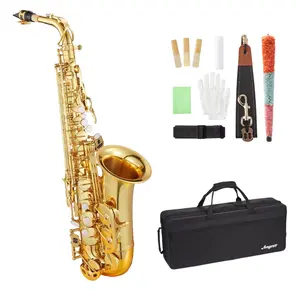 Eb Alto Saxophone Complete Kit – Brass Sax with Hard Case, Mouthpiece, Reeds & Cleaning Kit | Responsive Student Sax for School Band & Solo Performances