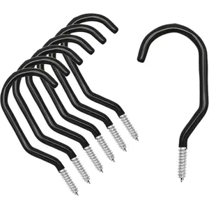 6PCS Black Heavy Duty Bike Storage Hooks Bicycle Wall Mounted Hooks Large Screw Hooks for Wall,Ceiling