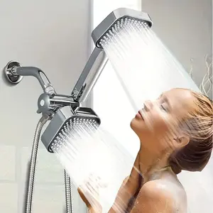High-Pressure Handheld Shower Set, Long Hose with Three-Way Valve, Durable Abs Material, Wall-Mounted Design, Square Style