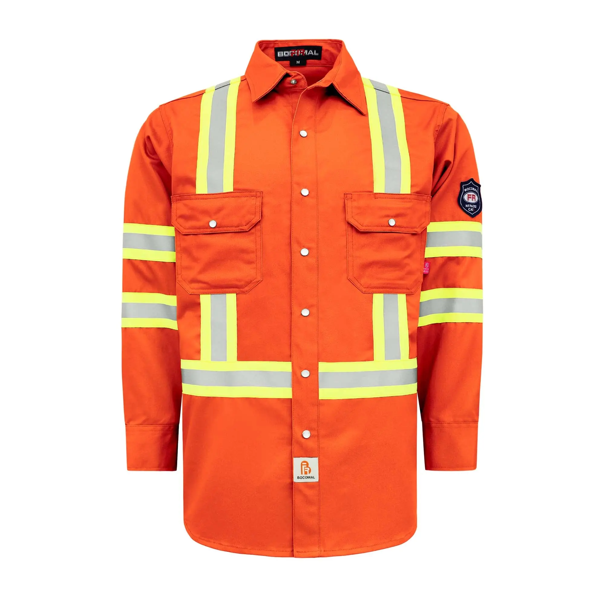 7.5 OZ FR Hi Vis Reflective Shirts with Pearl Snap/Type O CLASS 1-0802