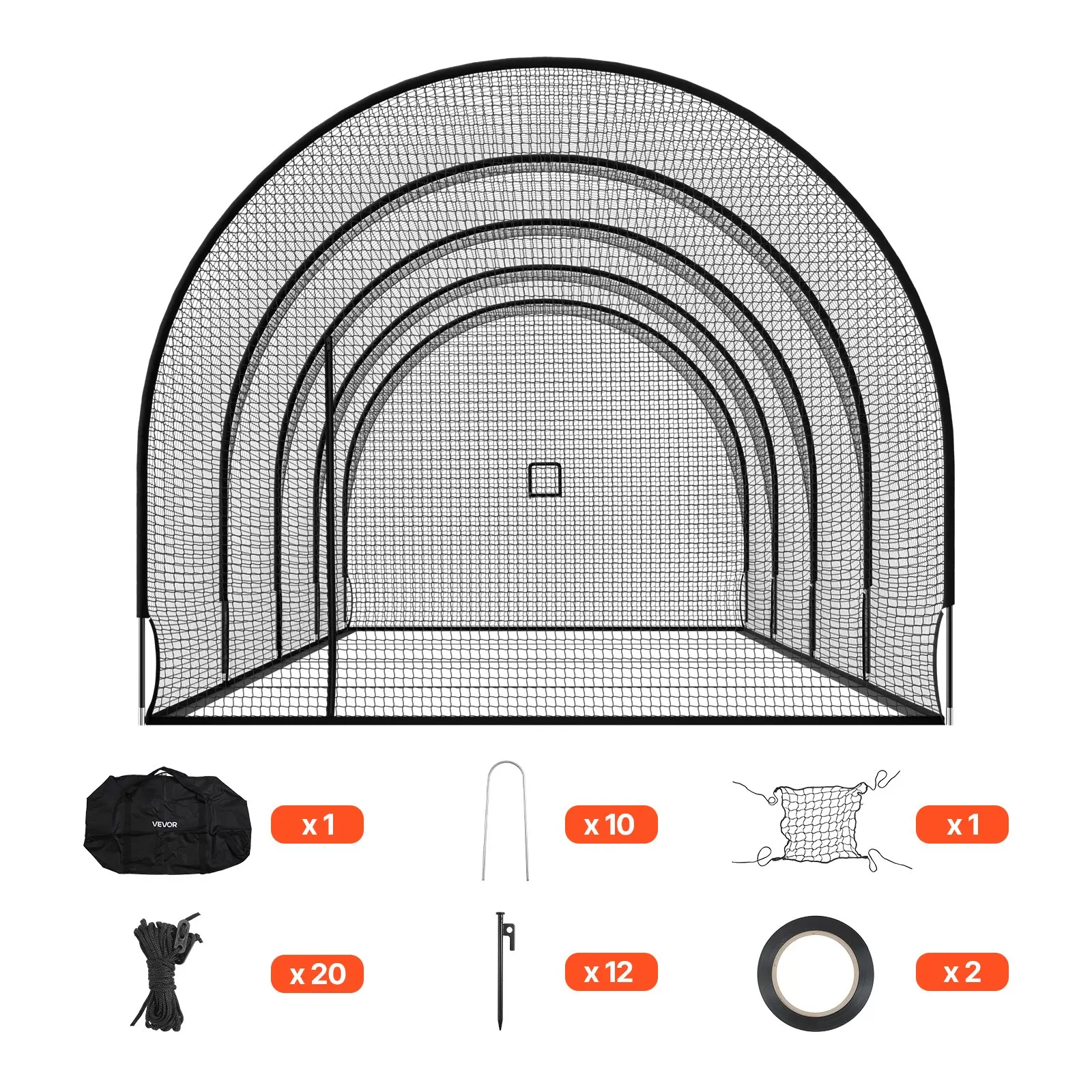 【Summerfinds】VEVOR Baseball Batting Cage, 40.0 x 12.1 x 10.0 FT Freestanding Portable Batting Cage, Hitting Cages with 4-Ply Knotless Polyester & Pitching Machine Opening, Battings Cages Netting for Indoor Outdoor Training Equipment