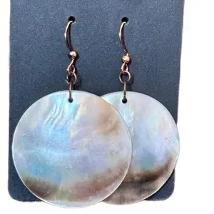 Rare Handmade Abolone Round Shell Earrings - Indigenous Inspired