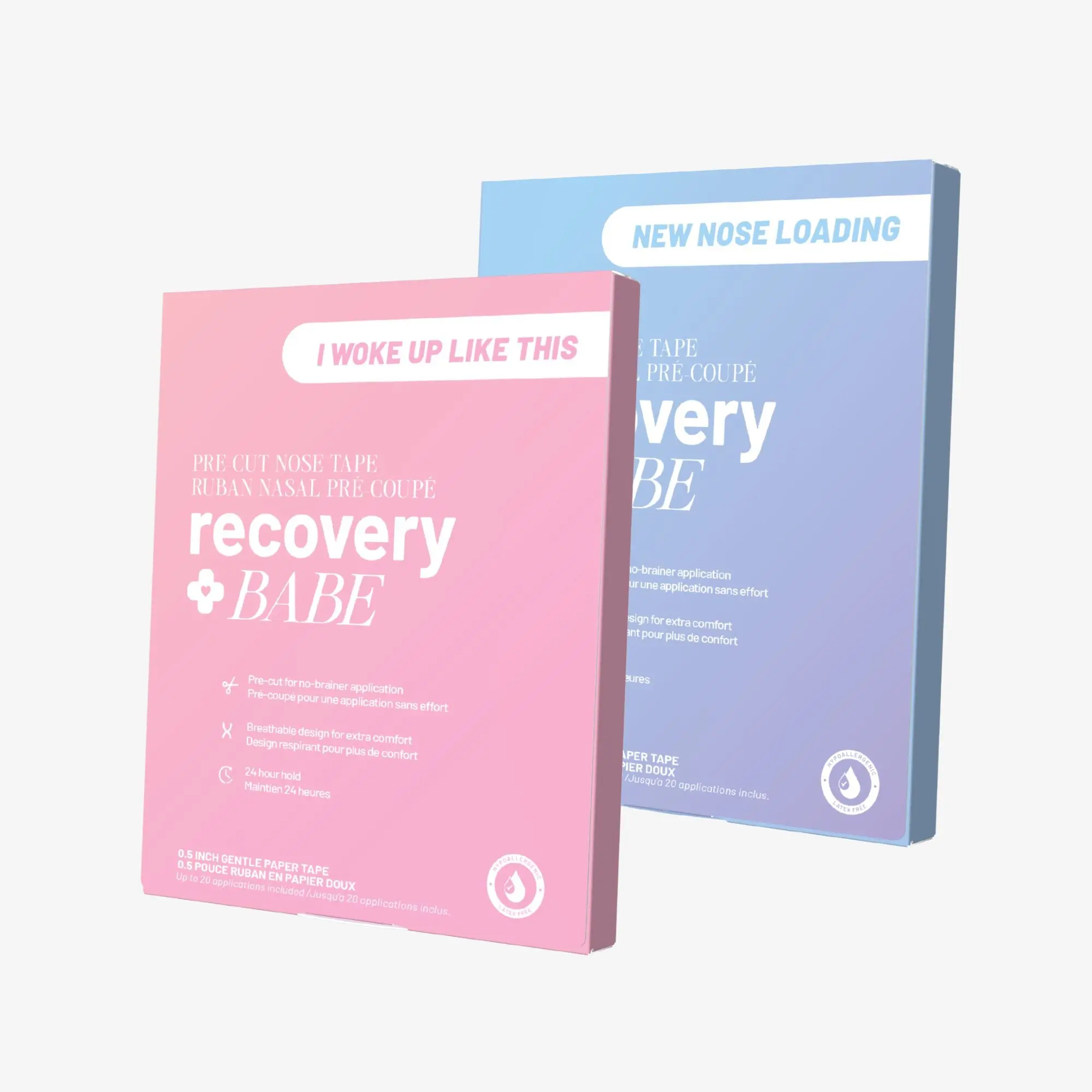 Main Character Bundle - Recovery Babe Pre-Cut Nose Tape, 2-Pack. Post-Op Rhinoplasty Surgery Recovery, Pink / Blue, 40 Applications