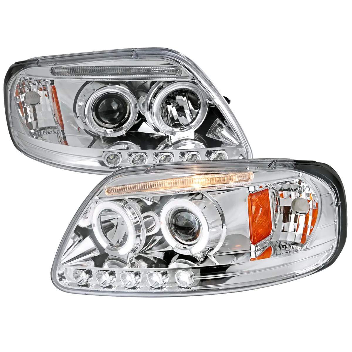 1997-2004 F-150 / 1997-2002 Expedition Dual Halo Projector Headlights (Chrome Housing/Clear Lens) 1997-2004 F-150 / 1997-2002 Expedition Dual Halo Projector Headlights (Chrome Housing/Clear Lens)