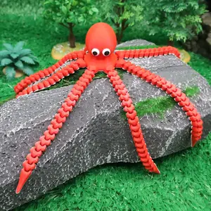 3D Printed Long-Legged Octopus Statue Figurine, Dual-Color Design, Perfect Gift Decor, Ideal for Bookshelf Desktop Decoration, Home Decor Accessory, Articulating Animal Figurines