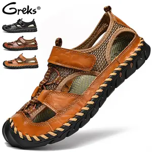 GREKS Men's Sport Sandals Closed Toe Outdoor Handmade Sandal Summer Beach Sandal Fisherman Sandals comfortable non-slip fathersdaygift soft bottom   -2021