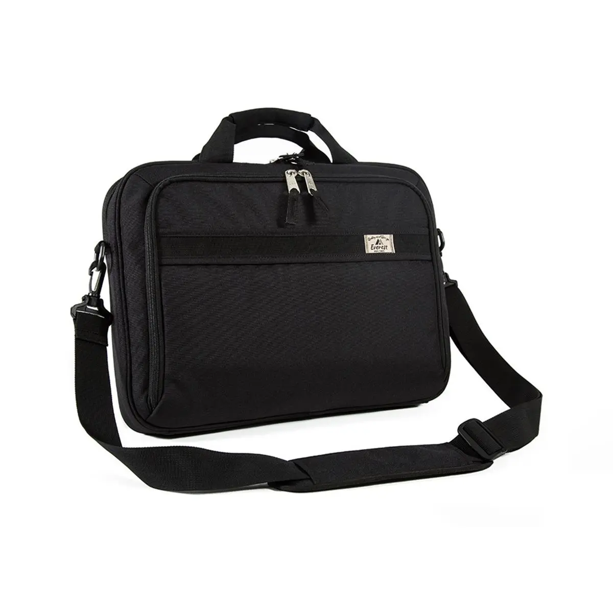 Everest Slim Professional Briefcase, Lightweight Business Laptop Bag with Document Organizer, Black, Intelligent Functionality, Zip