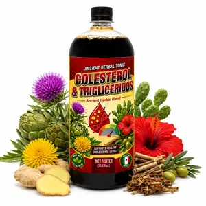 Colesterol & Trigliceridos Herbal Tonic 1L  (33.3 Fl Oz) | Powerful Botanical Blend with Nopal, Hierba de Sapo, Jamaica, Jengibre & Limon | Traditional Herbal Wellness Drink