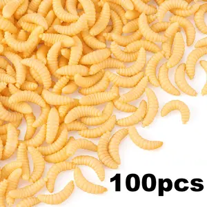 50/100pcs Bread Worm Soft Bait Road Fishing Bait Micro Root Fishing Maggot Worm Soft Bait Bass Black Water Fish Bait Fake Bait