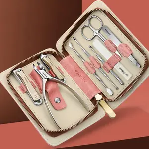 Stainless Steel Manicure Set with Storage Case, 9 Counts/set Professional Nail Clipper Tools, Portable Manicure & Pedicure Kit for Home & Travel