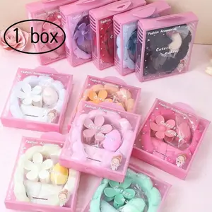 5-Piece Bath & Party Set, Sponge Headbands & Wristbands, Absorbent Beauty Sponges, Floral Hair Clips, Gift Box Packaging