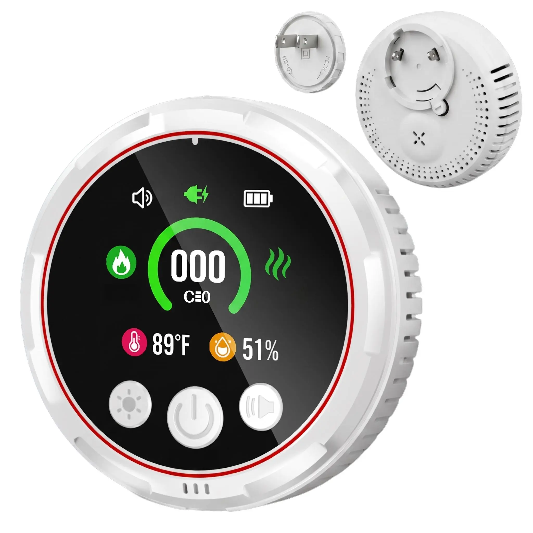 5-in-1  Portable Detector with Temperature Humidity Sensors Plug-and-Play Design High-Definition Display Accurate Alerts Ideal for Kitchen Garage RVs Apartments