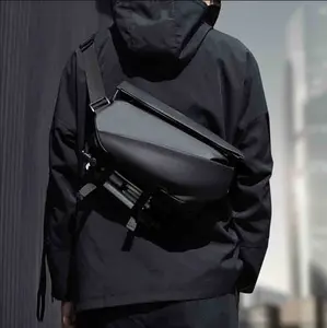 Solid Color 11 Inch Waterproof Magnetic Buckle Tablet Bag Crossbody Chest Pack for Sports Hiking Travel Portable Lightweight Sling