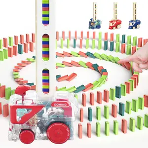 Automatic Domino Train Set, 1 Set Automatic Block Laying Stacker Game, Colorful Tracks Train Set, Creative Birthday Toy, Dominoes Toy, Train Toys