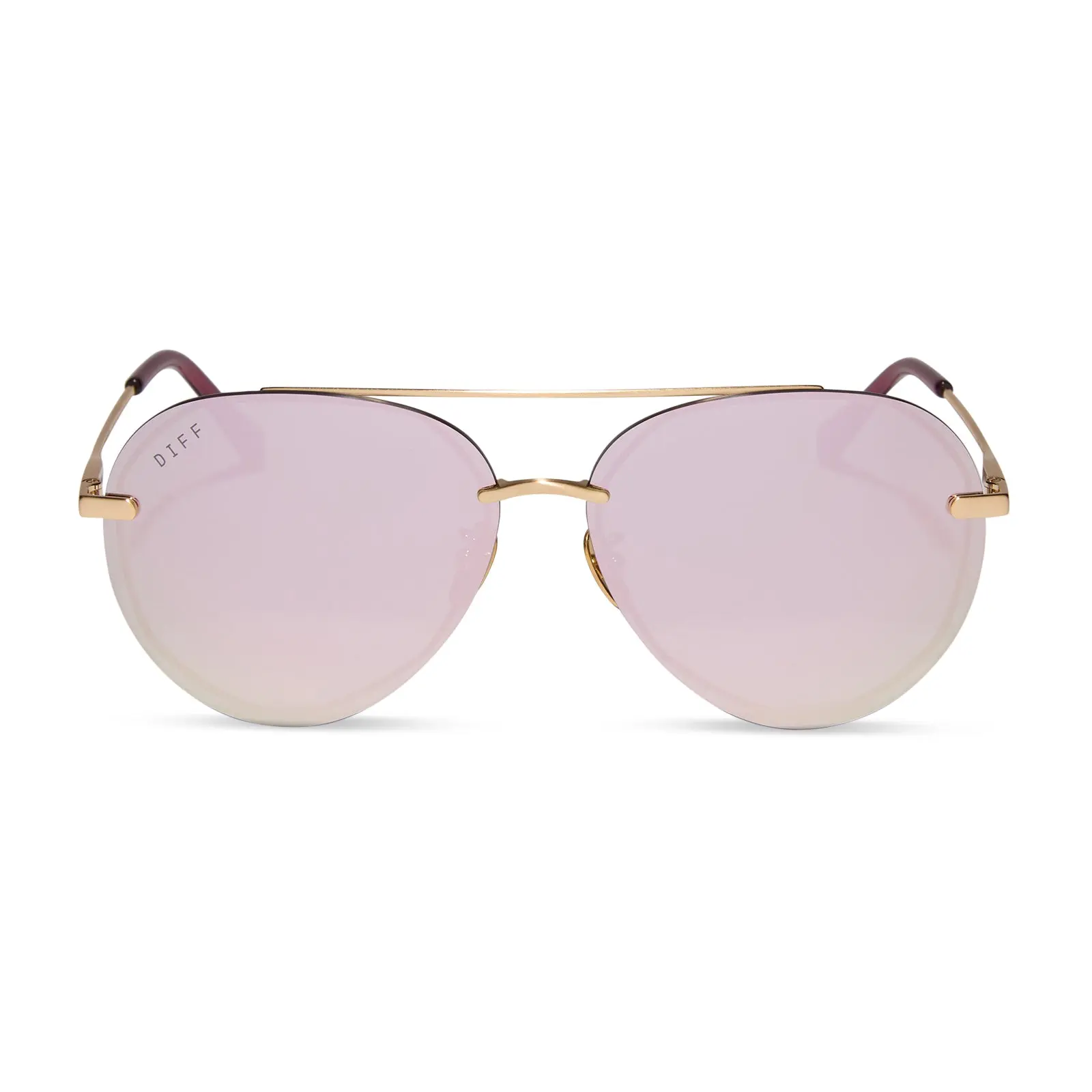 DIFF Lenox Oversized Aviator Sunglasses for Women Gold + Cherry Blossom Mirror