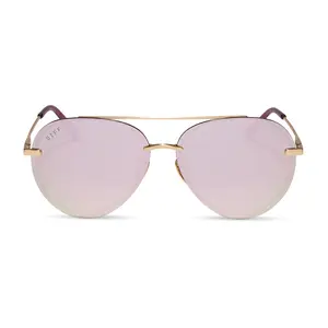 LENOX - BRUSHED GOLD + CHERRY BLOSSOM MIRROR SUNGLASSES