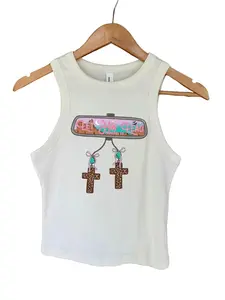 Let Him Lead Vintage Y2K Crop Tank Top, Gift For Graphic Womenswear Crewneck Tee