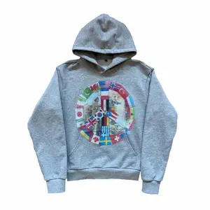 2025 New Unisex Street-Style Hoodie with Large Flag Pattern, Harajuku Casual Jacket for Autumn/Winter, Cross-Border Design