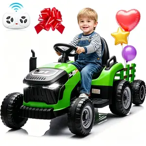 JOYRACER 24V Ride On Tractor for Kids, Electric Tractor Toys w/400W Motors, Tiltable & Detachable Trailer, Adjustable Seat, Bluetooth, Music, Remote Control, Perfect Gift for Boys and Girls Aged 3-8