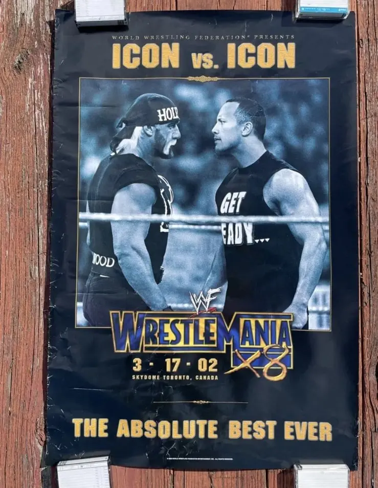 WWF WWE WrestleMania 24x36 Poster Hulk Hogan The Rock Icon vs Icon High Quality Photo Paper Unframed Gift for Special Events
