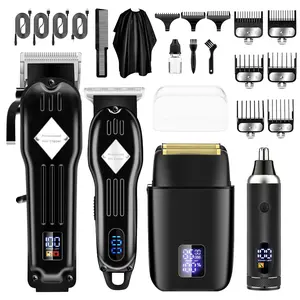 AMULISS Professional Hair Clippers and Trimmer Set for Men, Beard Trimmer & Foil Shaver & Nose Trimmer Kit, Cordless Mens Clippers and Grooming Kit for Hair Cutting, Beard Styling, Home, Barber