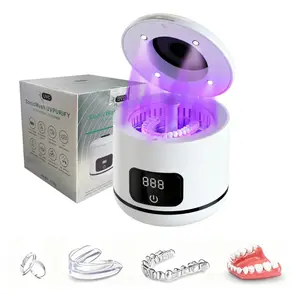 Ultrasonic Retainer Cleaner, 48kHz Denture Cleaner Machine with Dual Mode Digital Timer for Braces, Night Guard, Mouthguard, Toothbrush, Jewelry, 7.8OZ Dental Cleaning Pod Appliance