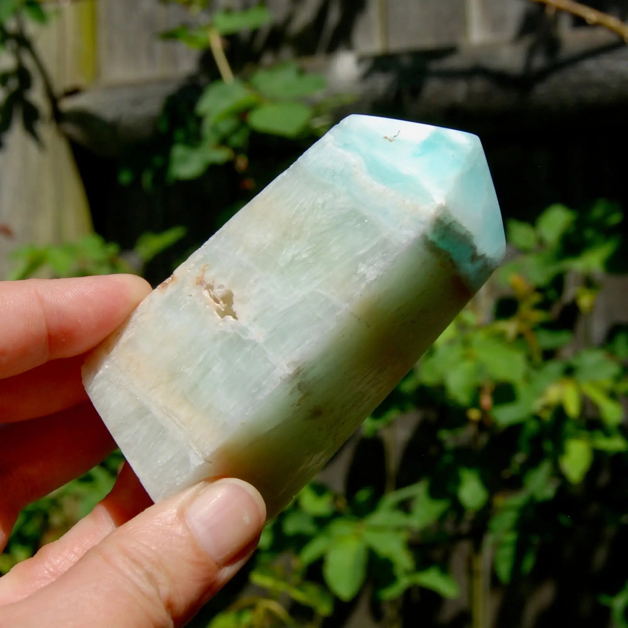 3.4in 235g Caribbean Blue Calcite Crystal Tower, Pakistan
