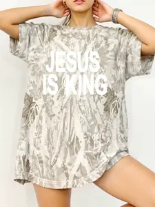 Unisex Camouflage Print Knit Fitted T-Shirt, Short Sleeve Casual Top, Full Body Pattern Design, Simple Minimalist Style for Daily Wear