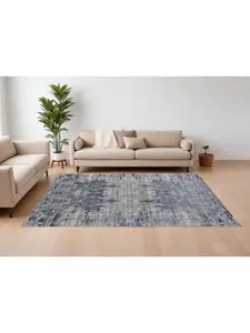 HomeRoots 8x10 ft. Abstract Hand-Woven Worn Faded Blue & Ivory Rectangle Boho Rug, Perfect for Living Room Decor