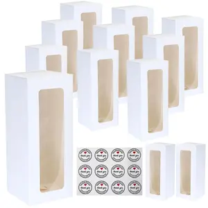 Cookie Boxes with Window for Gift Giving – 8.7'x3.15'x3.15'  Bakery Boxes - Small Cookie Containers for Treats, Desserts, Strawberries, Cupcake, Pastry, Charcuterie, Baked Goods  (White)