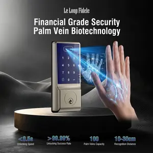Le Loup Fidele Palm Vein Biotechnology 6-in-1 Fingerprint Card Convenient Door Lock For All Ages Under All Conditions Digital APP Deadbolt Locks Smart Locking With Key for House Family Office Hotel Doors Use