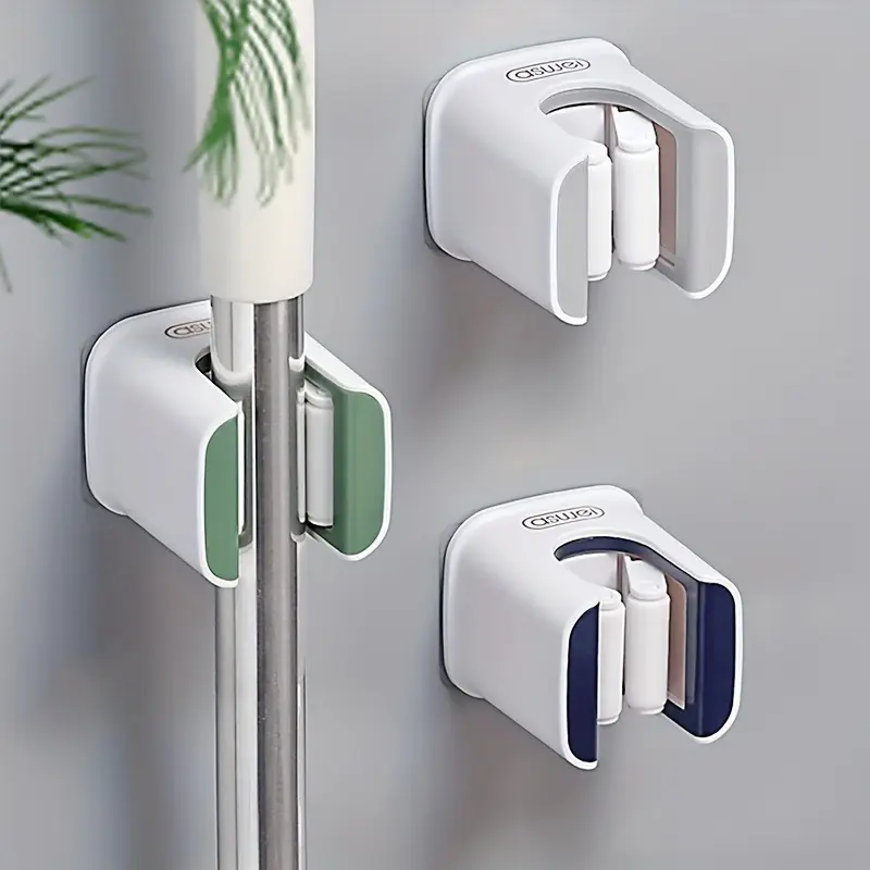 1pc, Punch-free Wall Mounted Mop and Broom Storage Clip, Multifunctional Tools Storage Clip for Bathroom Kitchen Garden, Hanging Organizer, Cleaning Accessories, Household Gadgets, Broom Mop Holder
