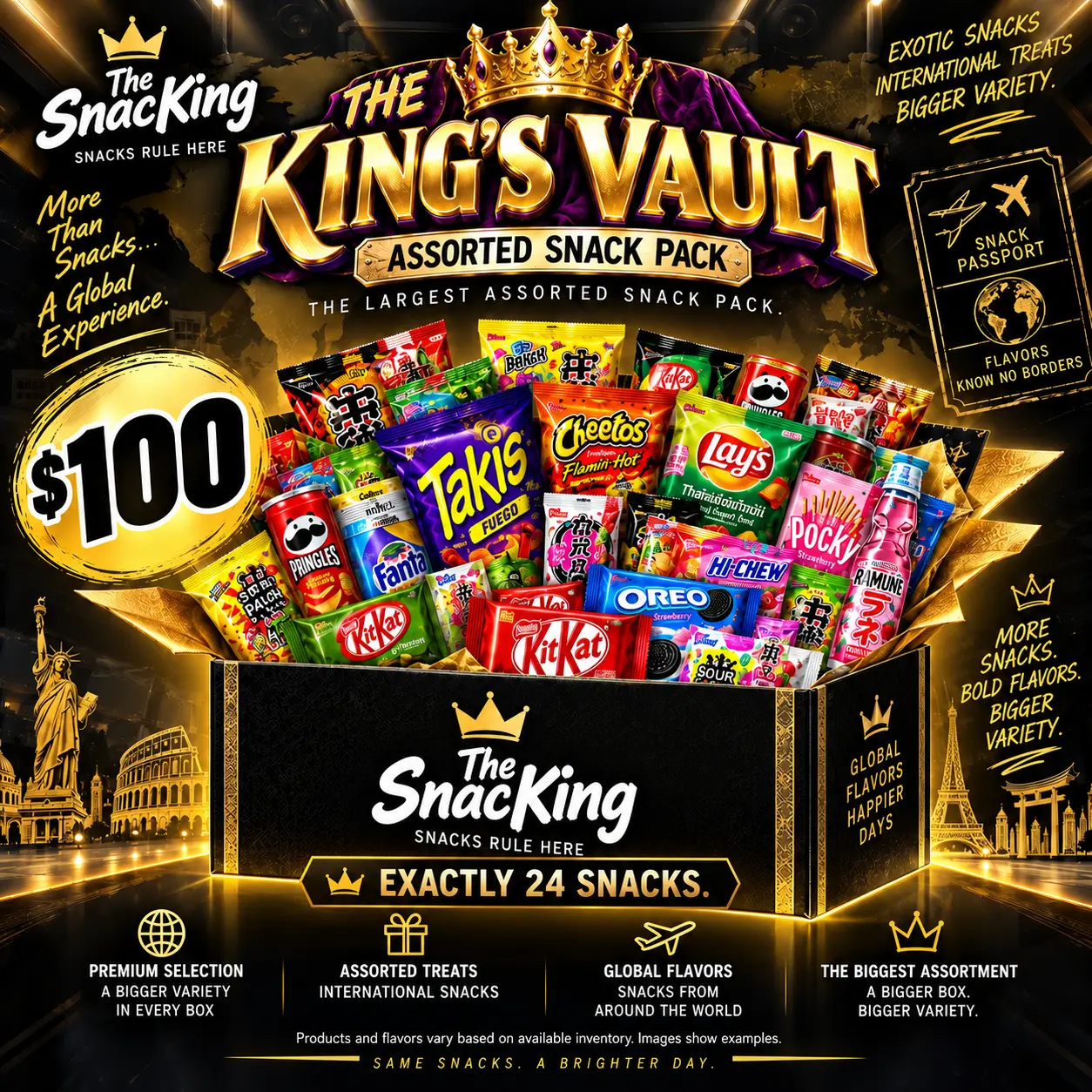 The King's Vault 24-Piece Assorted International Snack Pack