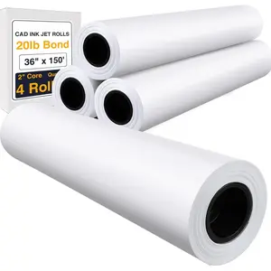 Wide Format Paper,4 Rolls Plotter Paper 36 In x 150 Ft, CAD Bond Rolls,20lb,Bond Paper  2" Core for CAD Printing  Wide Format Ink Jet Printers