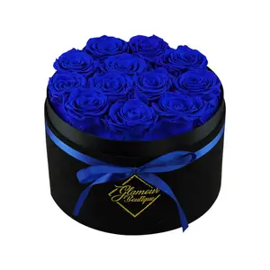 Eternal Prestige Velvet Black | 12 Blue Roses  Decor Box
