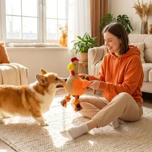 Talking Plush Chicken Pet Toy, Interactive Cat Dog Plaything, Self-Amusement Distractor, Model Chk-Pt01, No Battery Required