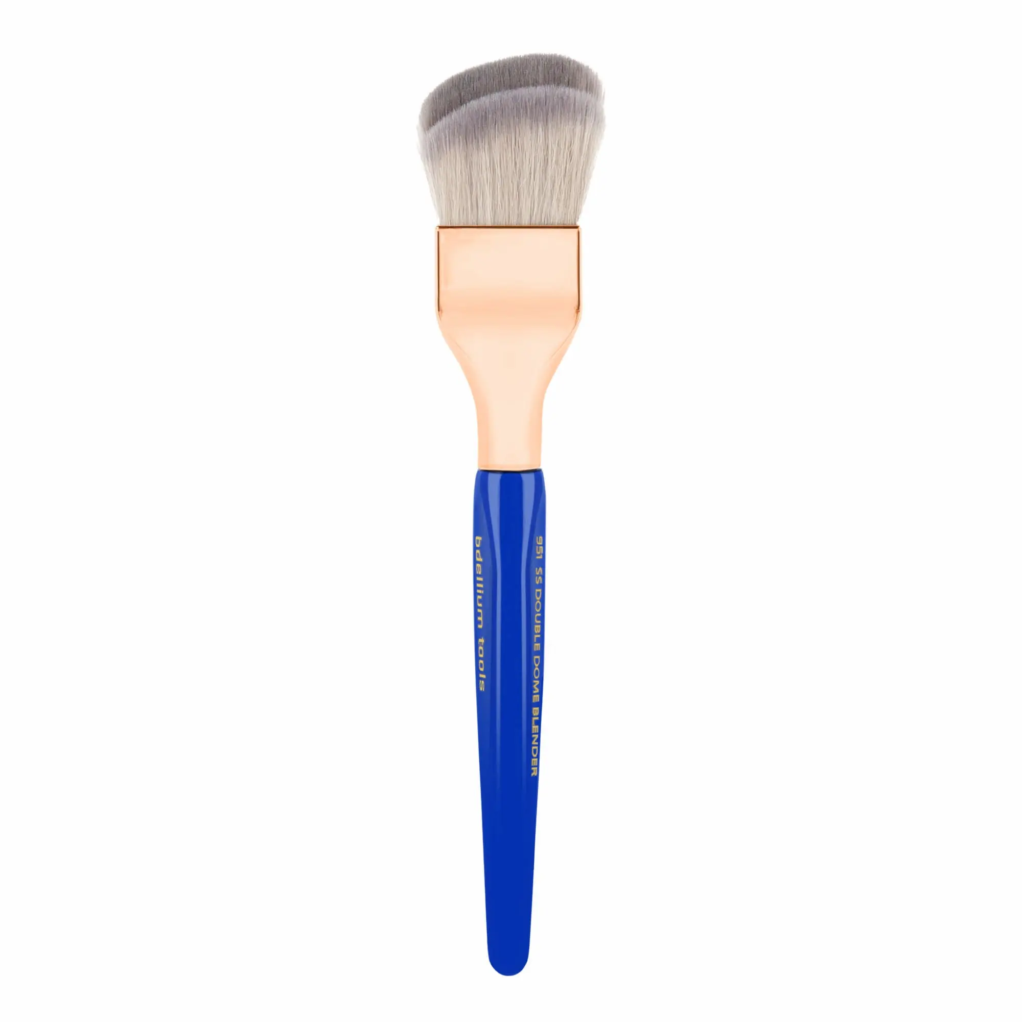 Bdellium Tools  Golden Triangle 951 Small Slanted Double Dome Blender - Dual Action Makeup Blending Brush for Foundation & Concealer - 10 Degree Bent Ferrule Design - Synthetic Bristles - 6.5 Inches
