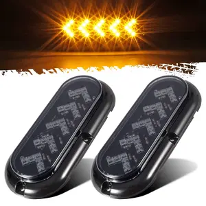Partsam 2Pcs 6" Oval Arrow Turn Signal Lights Truck Trailer Amber 25LED Surface Mount Smoke Lens Waterproof Sealed Led Marker Clearance Lights Indicators Flange Mount 12V